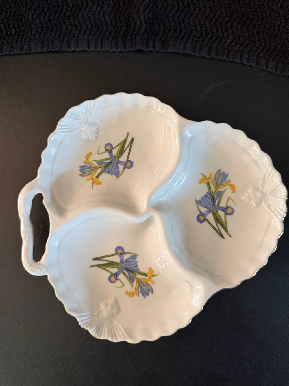 Vintage Floral Triple-Compartment Serving Dish By Formalities By Baum Bros.